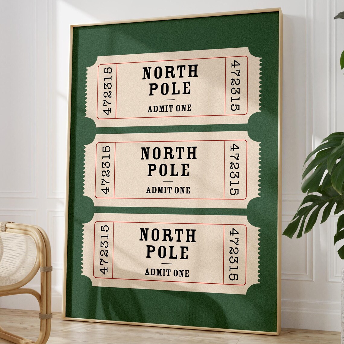 North Pole Ticket Stub Christmas Art Print