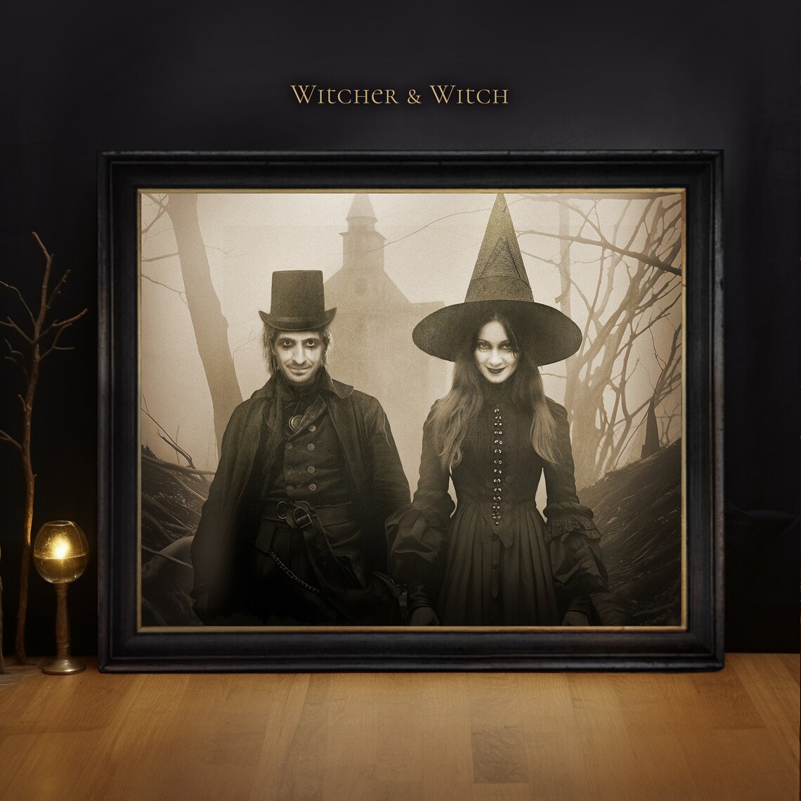 Custom Ghost Couple Portrait, Witchy Halloween Print - Image 3