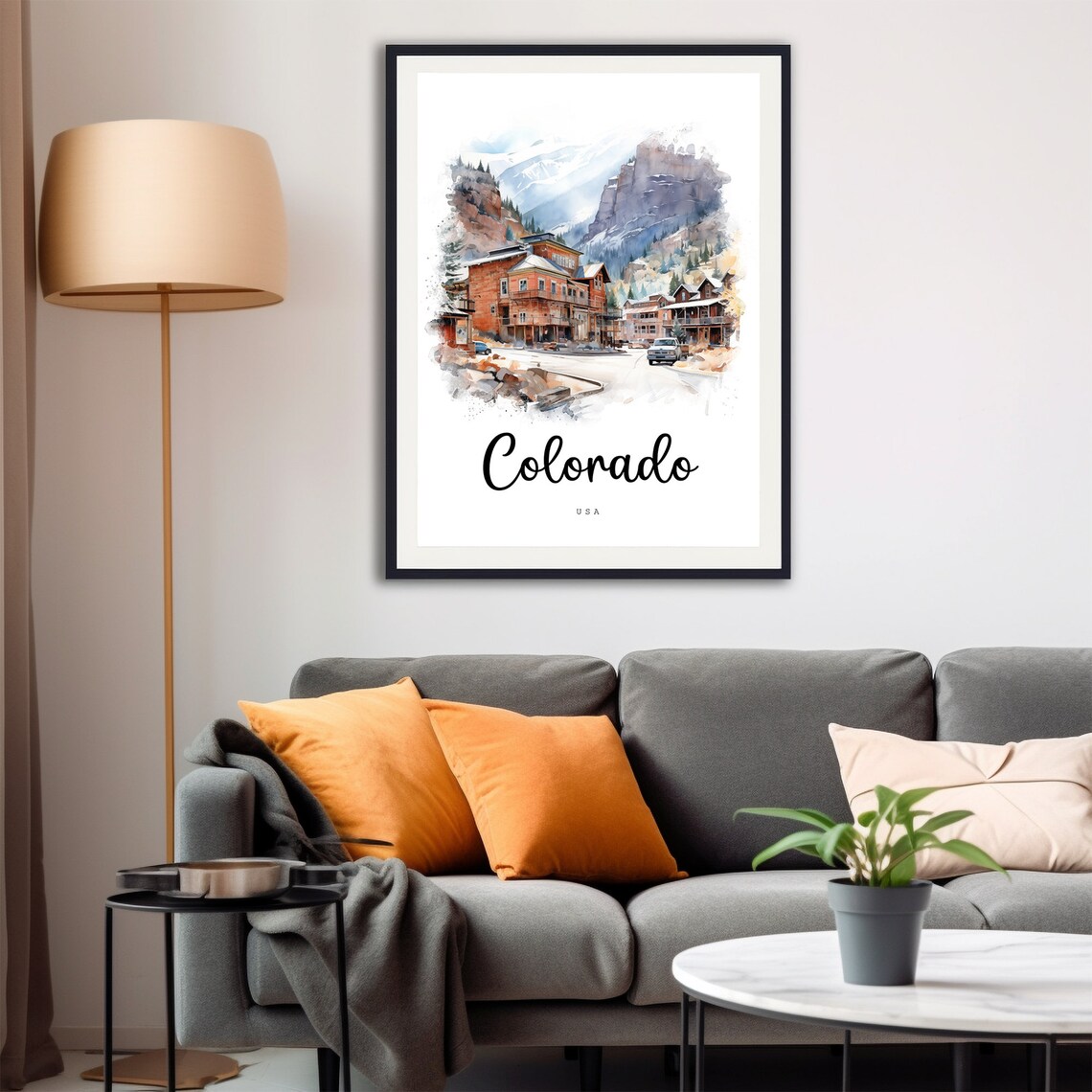 Colorado Rocky Mountain Village Alpine Town Watercolor Travel Poster - Image 4