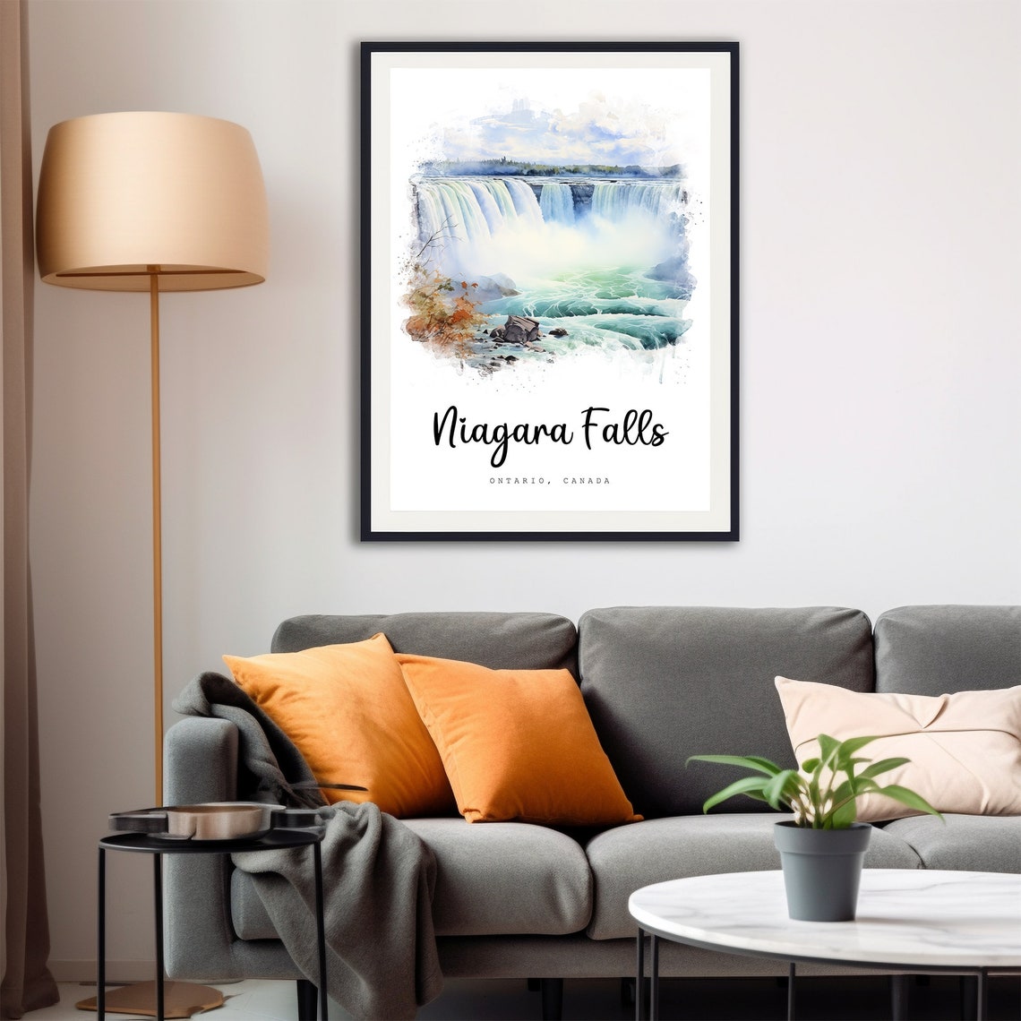 Niagara Falls Ontario Canada Waterfall Mist Watercolor Travel Poster - Image 4