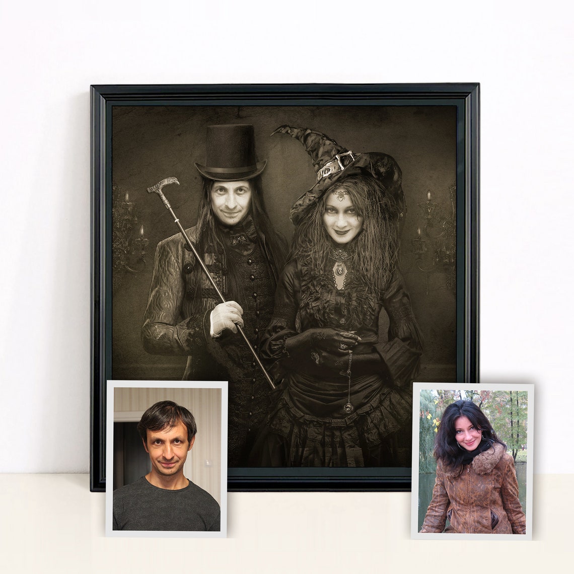 Gothic Witch Family Custom Halloween Group Portrait Poster With Pet - Image 4