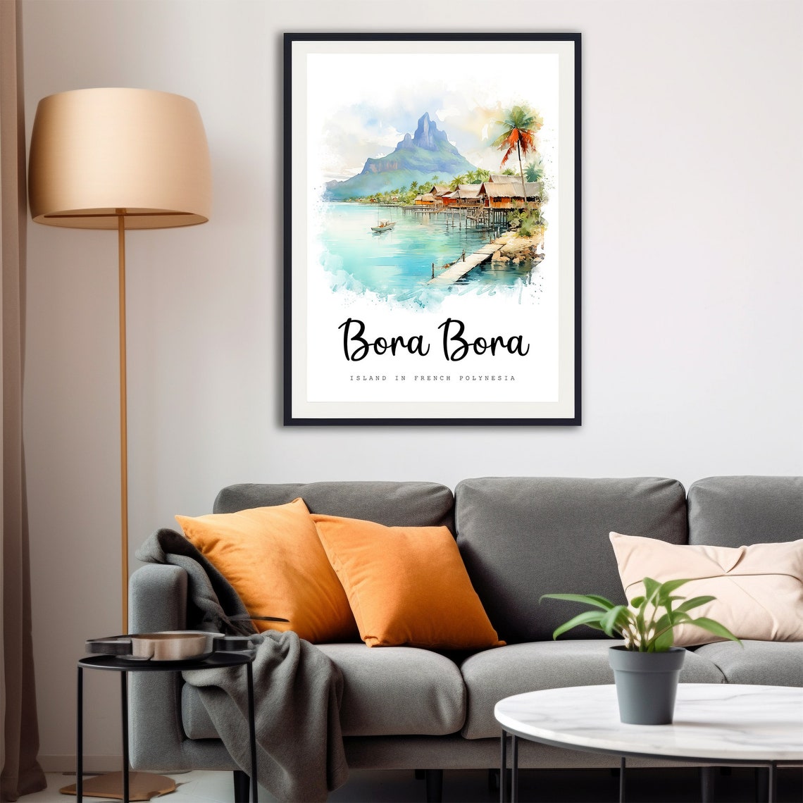 Bora Bora French Polynesia Island Lagoon Watercolor Travel Poster - Image 4