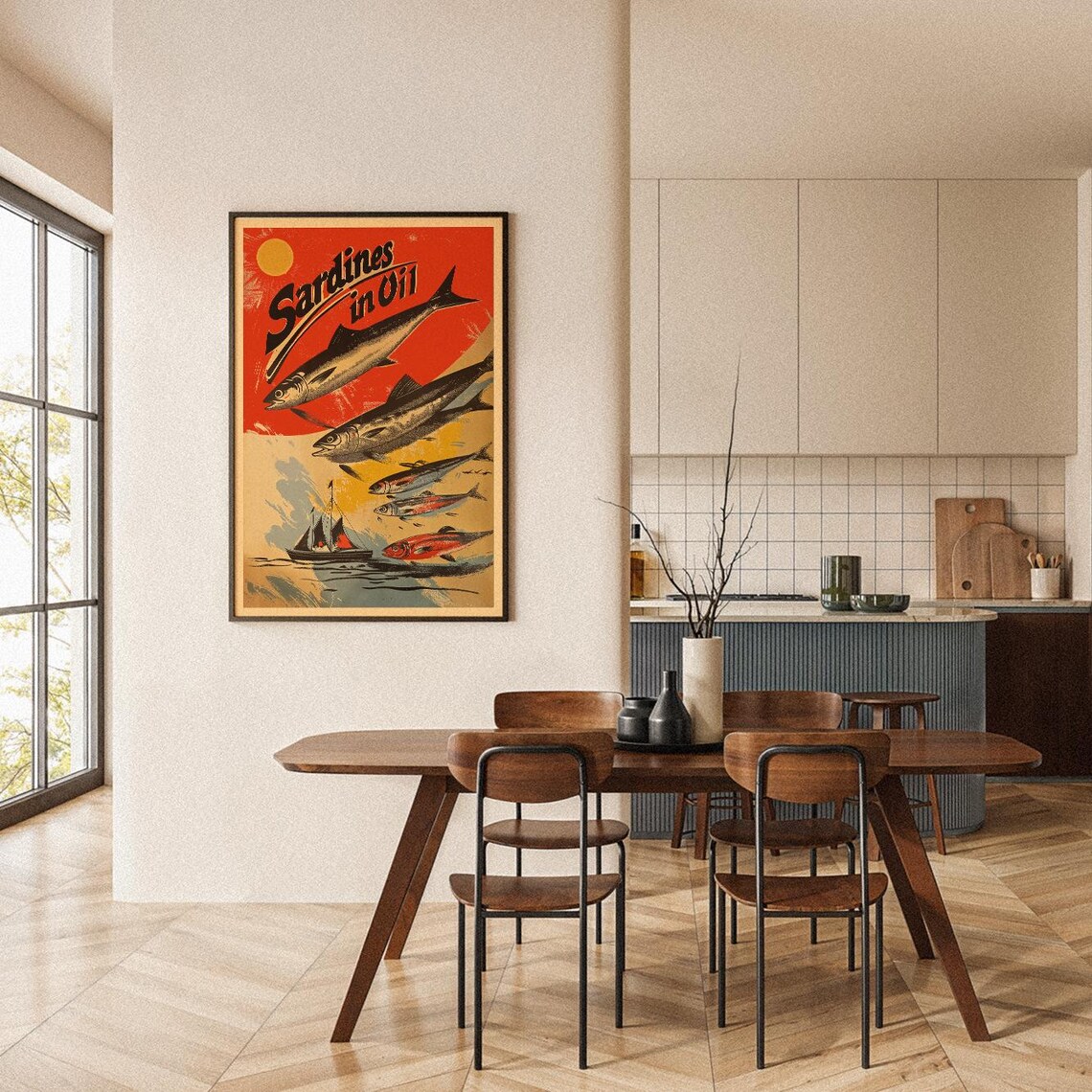 Sardines in Oil Vintage Red Seafood Advertising Kitchen Art Poster - Image 4