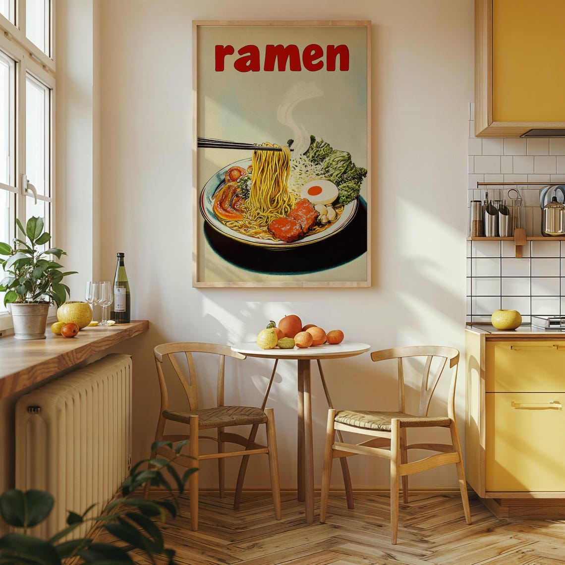 Ramen Vintage Japanese Noodle Bowl Retro Chopsticks Kitchen Art Poster - Image 2