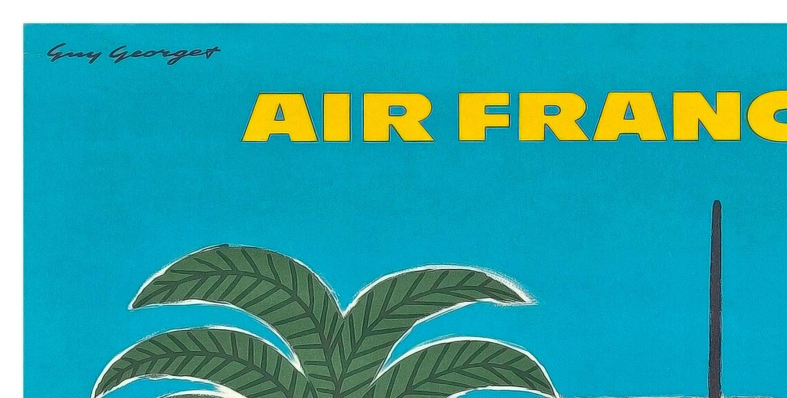 Air France French Riviera Harbor Sailboats Retro Airline Poster - Image 2