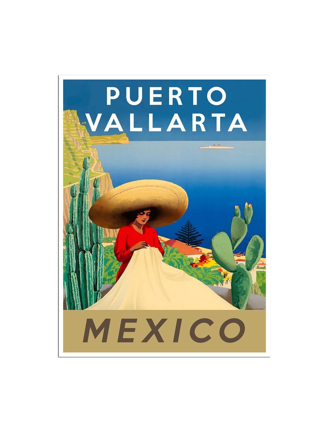 Puerto Vallarta Vintage Travel Poster Art Print
