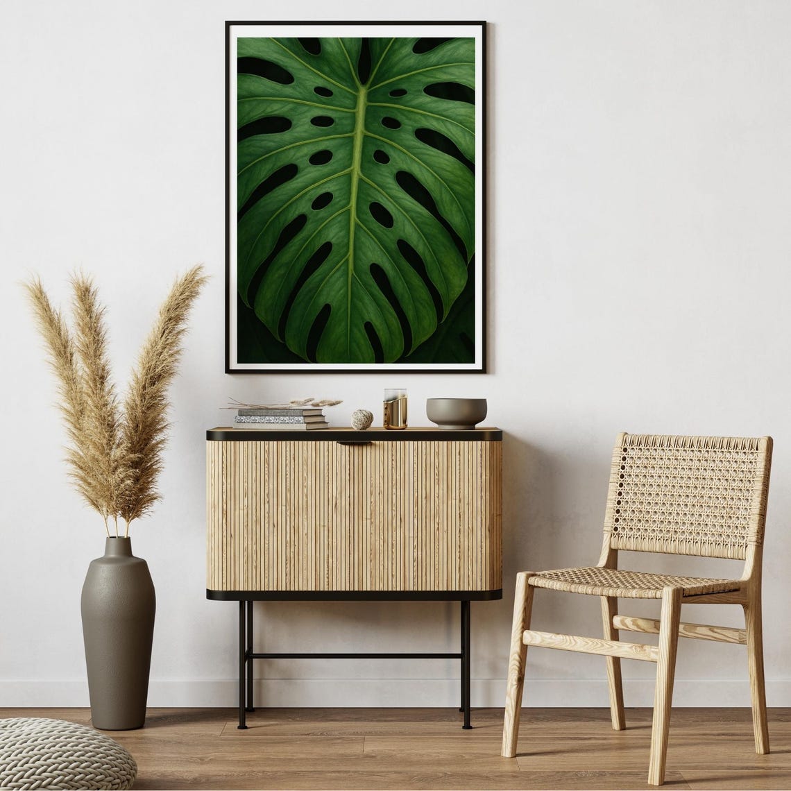 Monstera Leaf Botanical Photography Close Up Tropical Green Poster