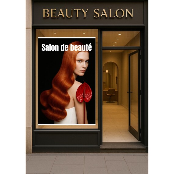French Beauty Salon Redhead Copper Hair Advertising Poster Decor
