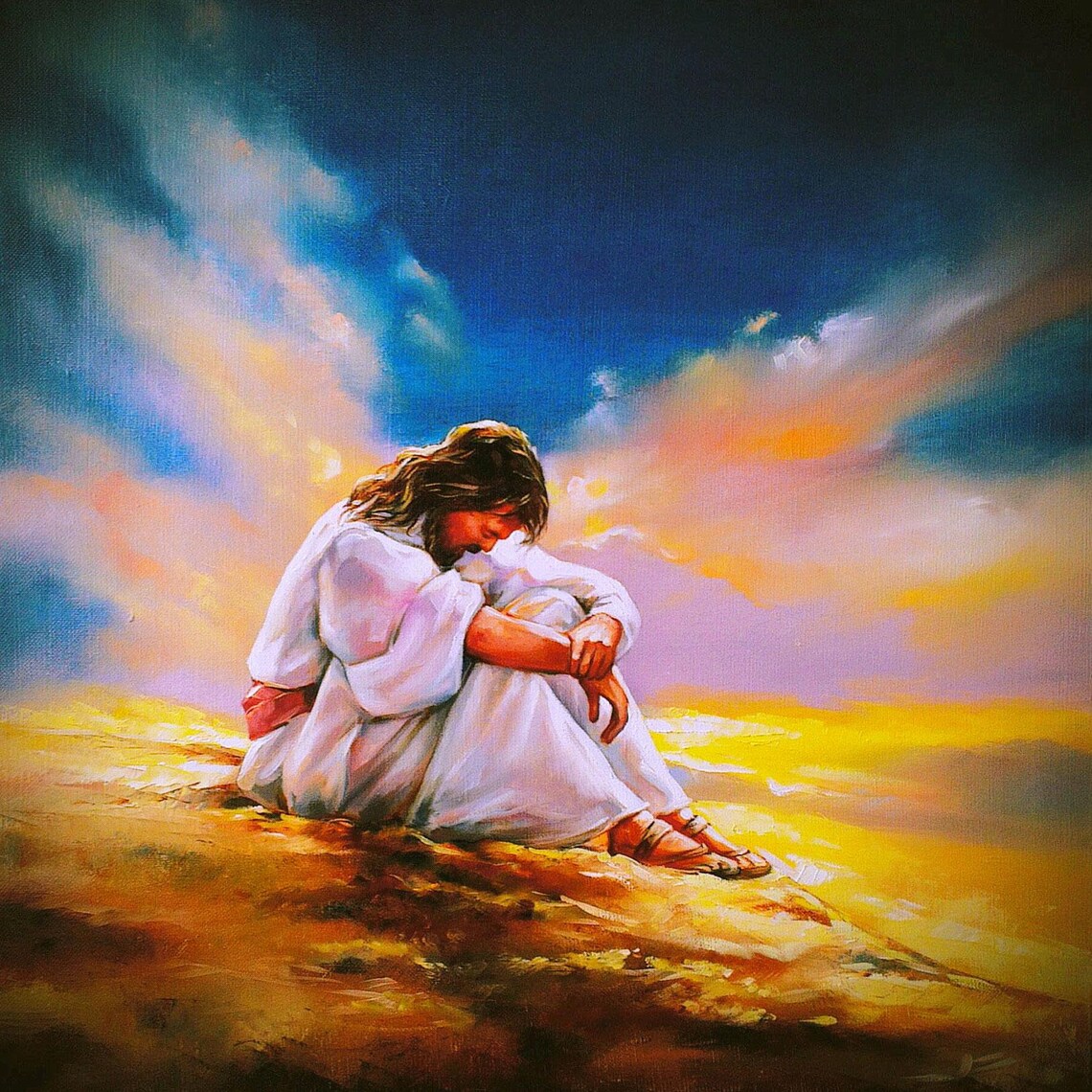 Jesus Praying Abstract Christian Wall Art Print