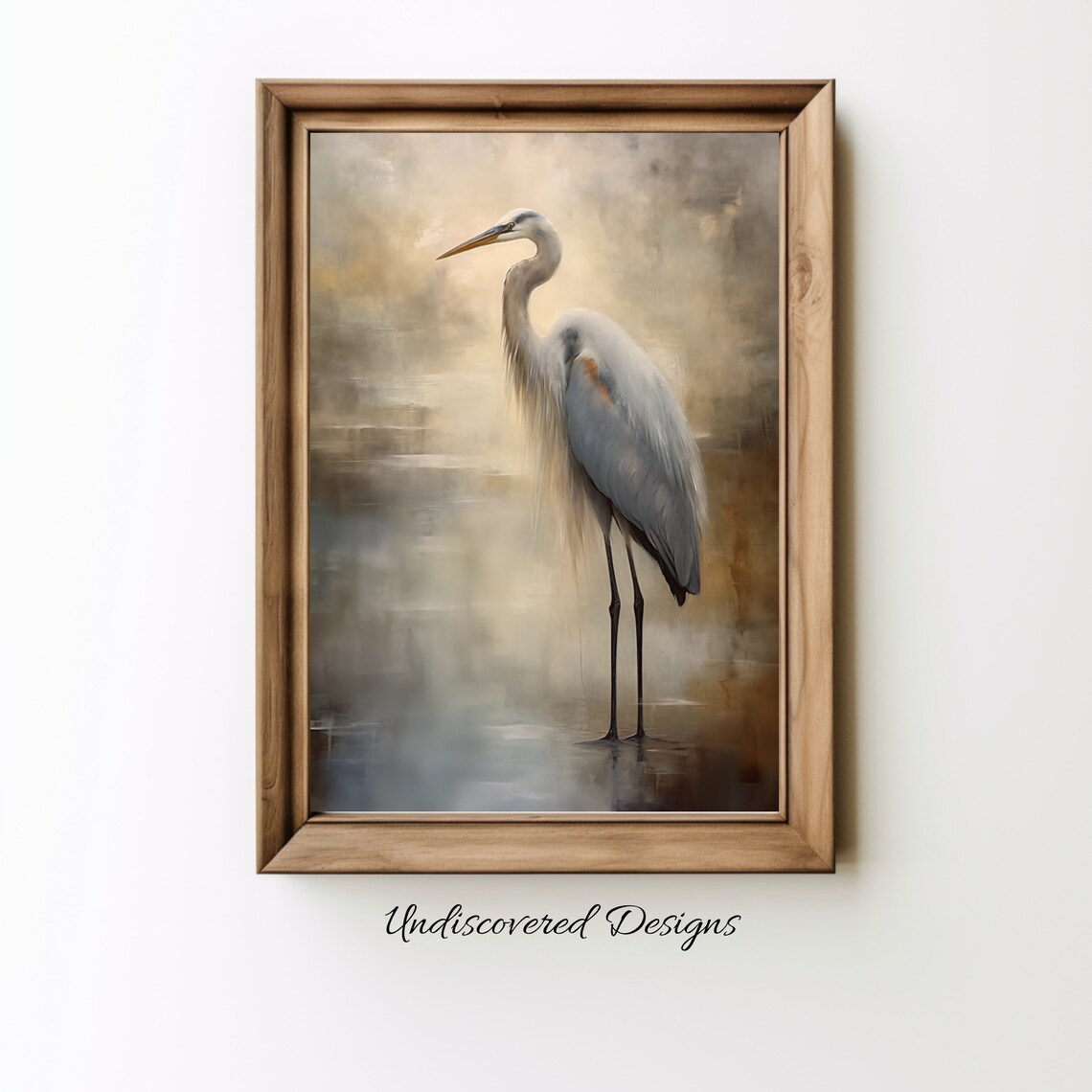 Blue Heron Oil Painting Bird Wall Art Print