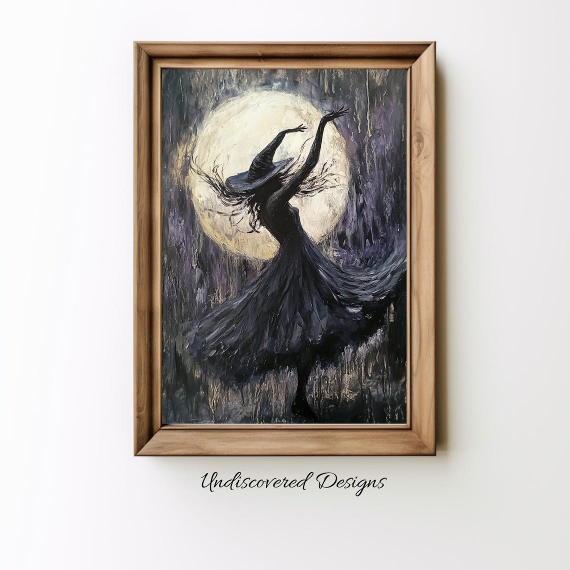 Witch Dancing in Moonlight Gothic Halloween Night Scene Poster