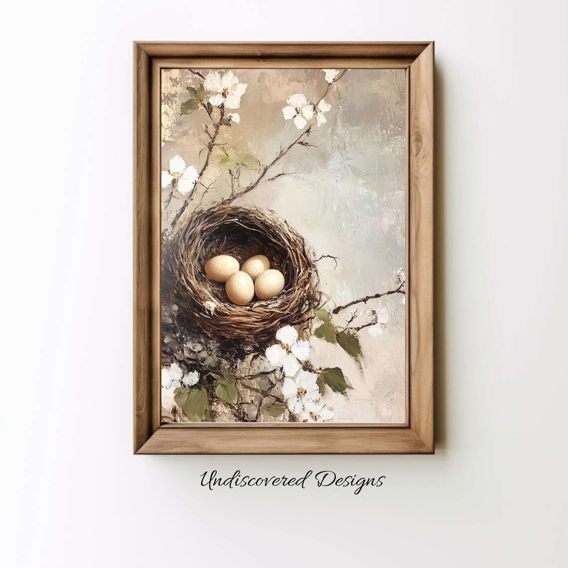 Vintage Birds Nest Eggs Art Print, Farmhouse Decor