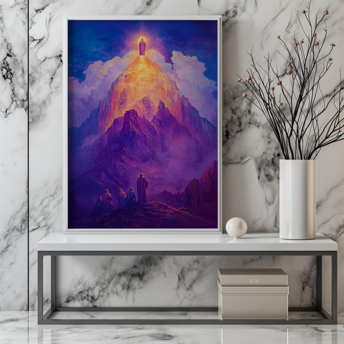 Transfiguration Jesus Glowing On Radiant Mountain Disciples Below Poster - Image 2