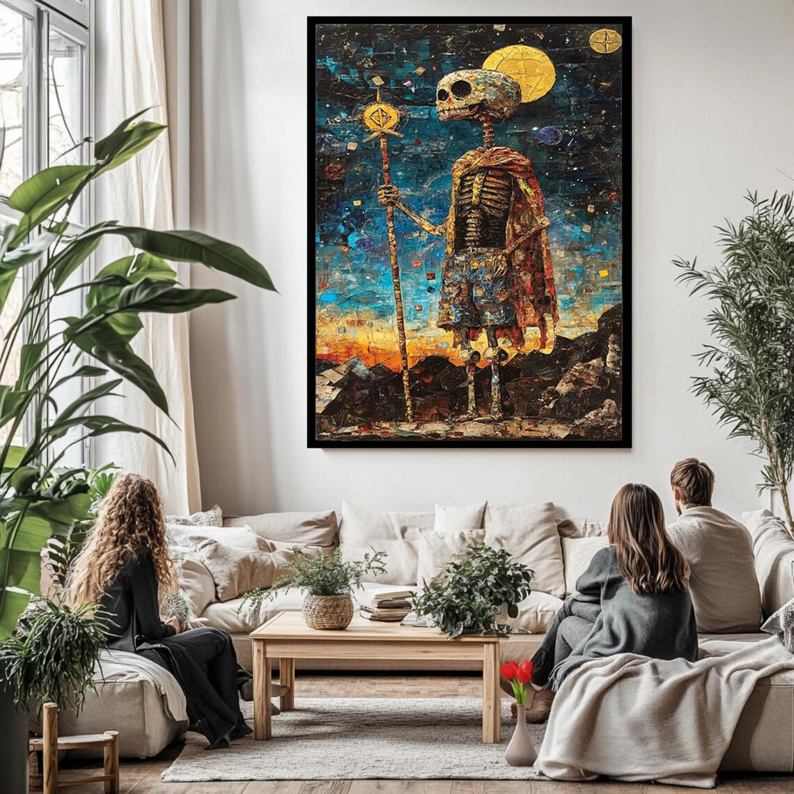 Mystical Candlelight Surreal Wall Art Dark Forest Surreal Painting Moody Green Wall Decor Abstract Artwork - Image 3