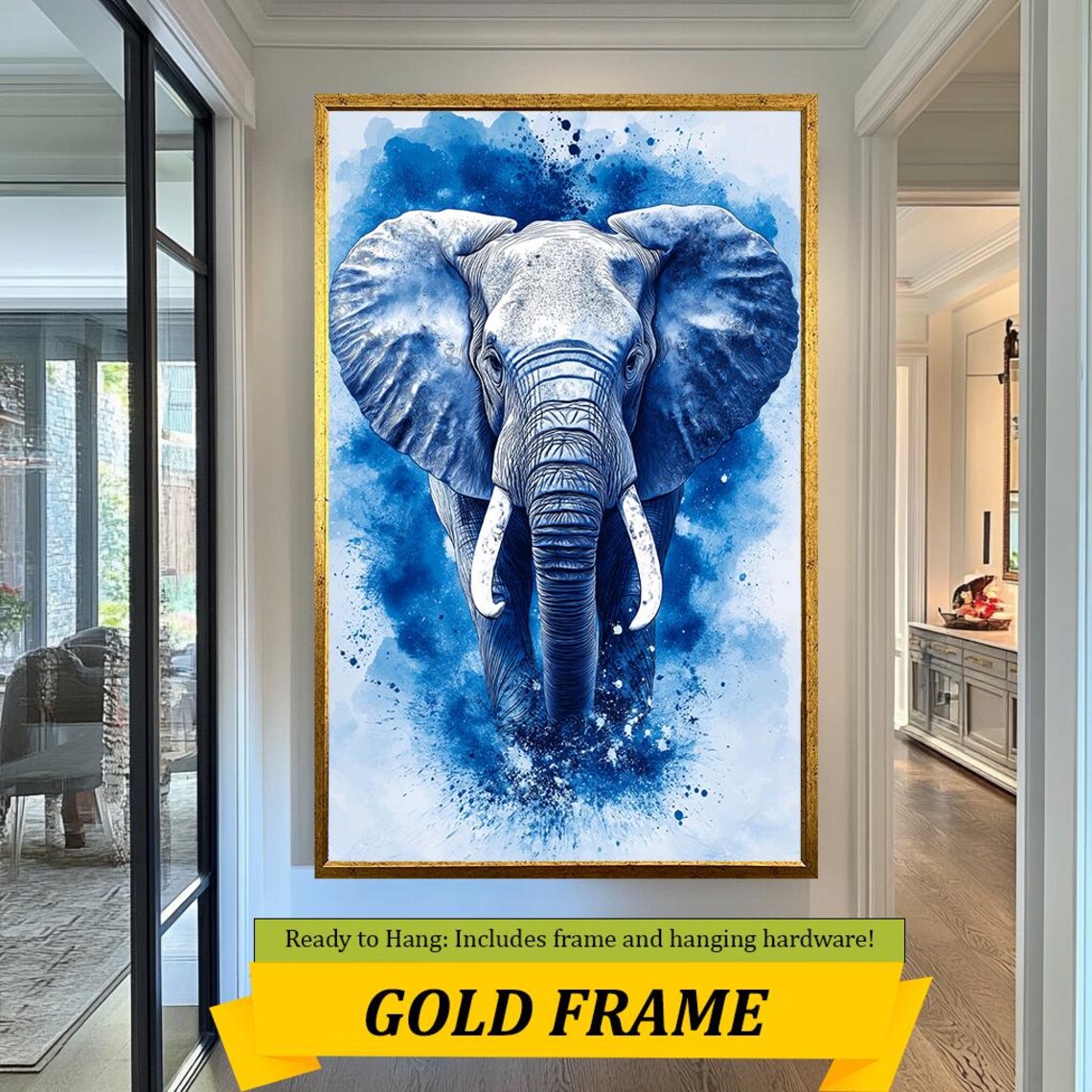 Blue Elephant Abstract Modern Wildlife Art - Image 5