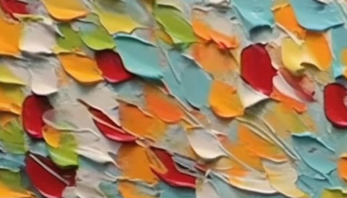 Colorful Tree with Red Yellow Green Leaves on Blue Art Poster - Image 3
