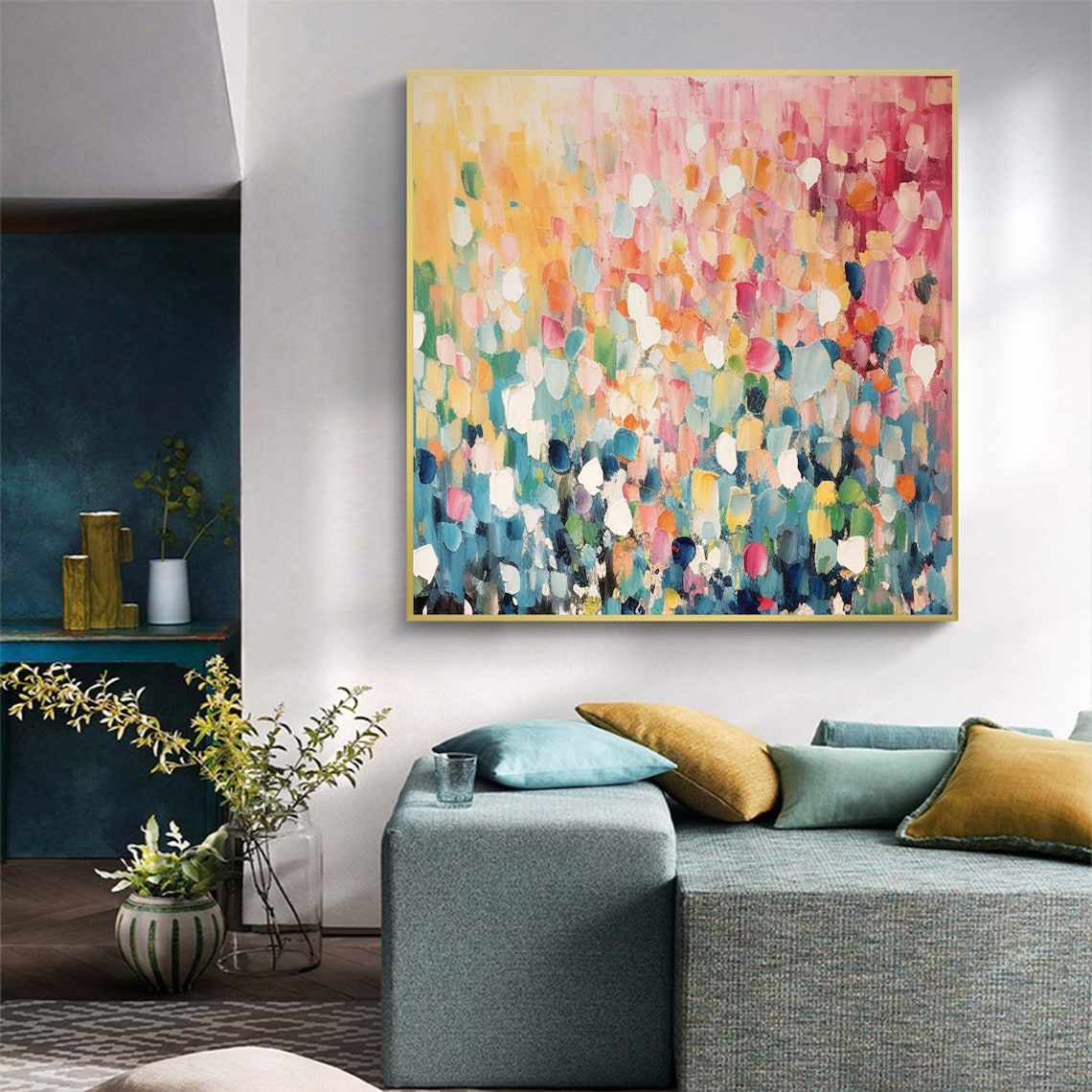 Abstract Colorful Texture, Modern Living Room Art Print - Image 3