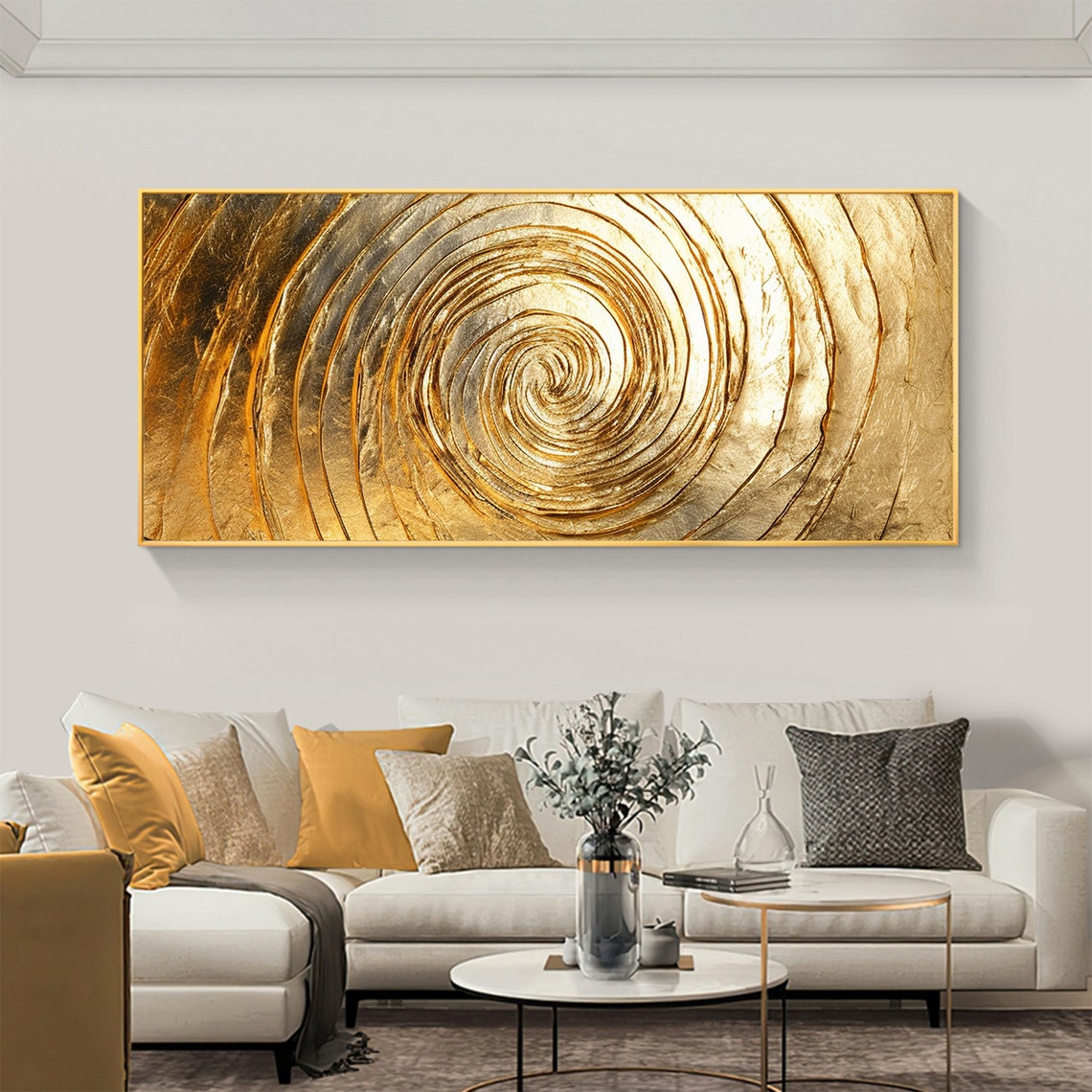 Shimmering Golden Spiral Vortex Textured Abstract Gold Leaf Poster - Image 6