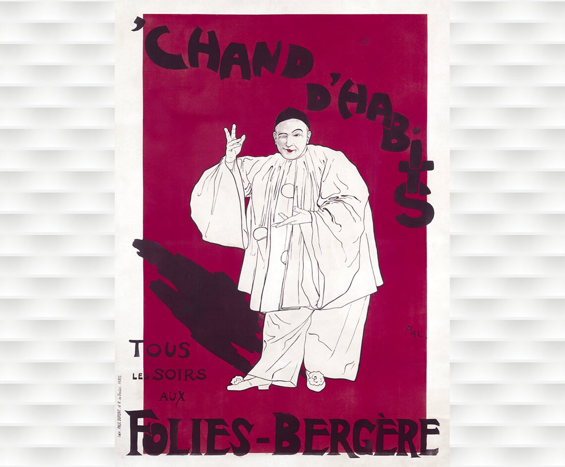 Chand D Habits Folies Bergere Paris Cabaret Vintage Clown Poster