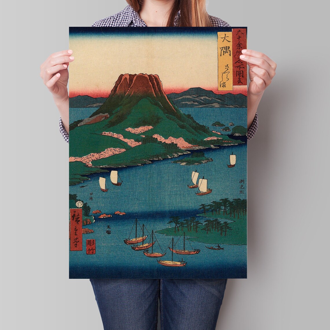 Hiroshige Osumi Sakurajima Volcano Kagoshima Bay Woodblock Poster - Image 4