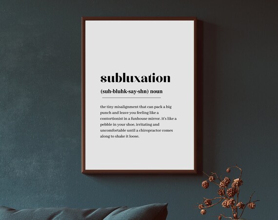 Chiropractic Subluxation Definition Print Wall Art Quote Minimalist Home Dictionary