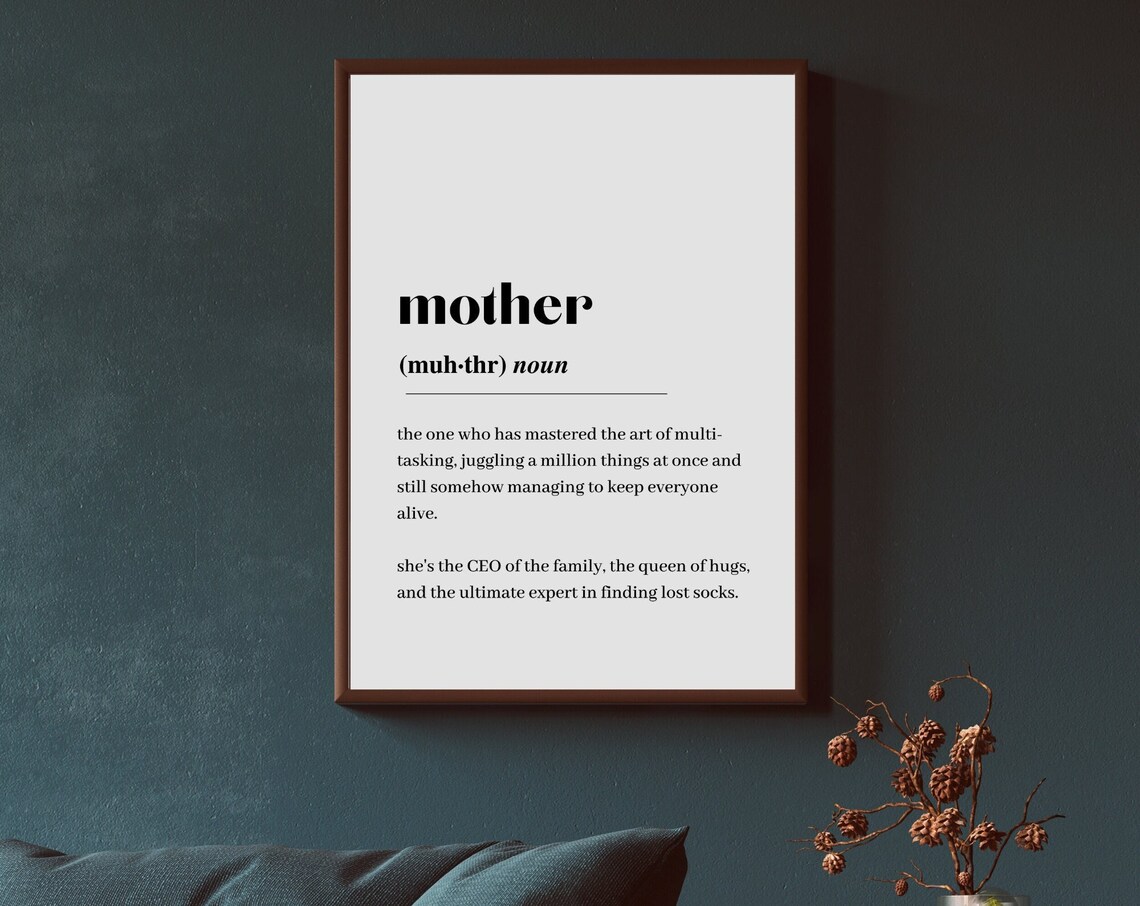Mother Definition Print Wall Art Mothers Day Gift Minimalist Home Quote Dictionary