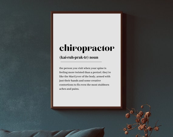 Chiropractor Definition Quote, Minimalist Art Print