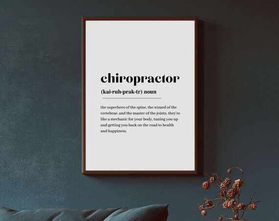 Chiropractor Definition Print Wall Art Quote Minimalist Home Dictionary