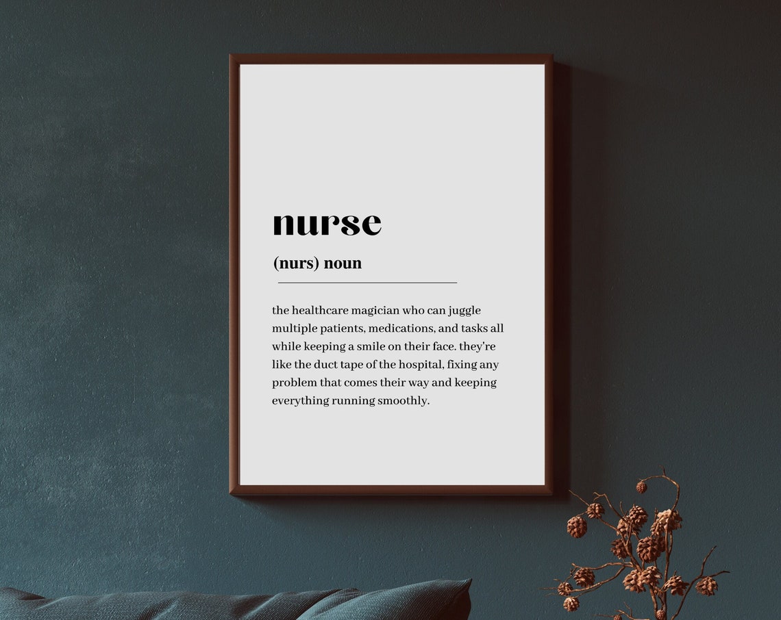 Nurse Definition Funny Dictionary Style Minimalist Quote Wall Poster