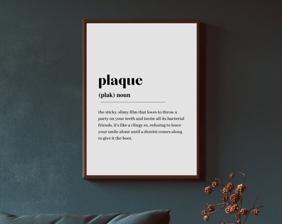 Dental Plaque Definition Quote, Minimalist Art Print