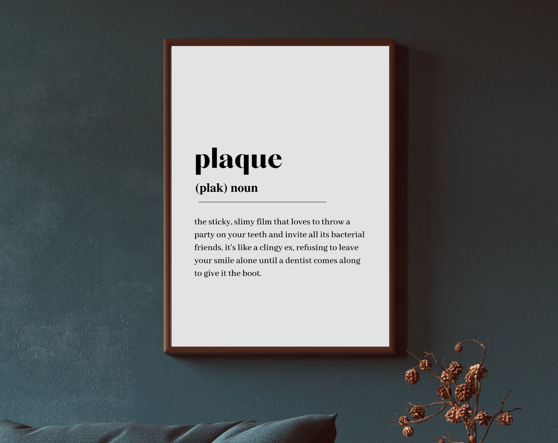 Dental Plaque Definition Quote, Minimalist Art Print