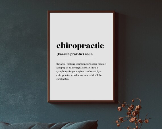 Chiropractic Definition Print Wall Art Quote Minimalist Home Dictionary