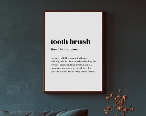 Dental Tooth Brush Definition, Minimalist Art Print