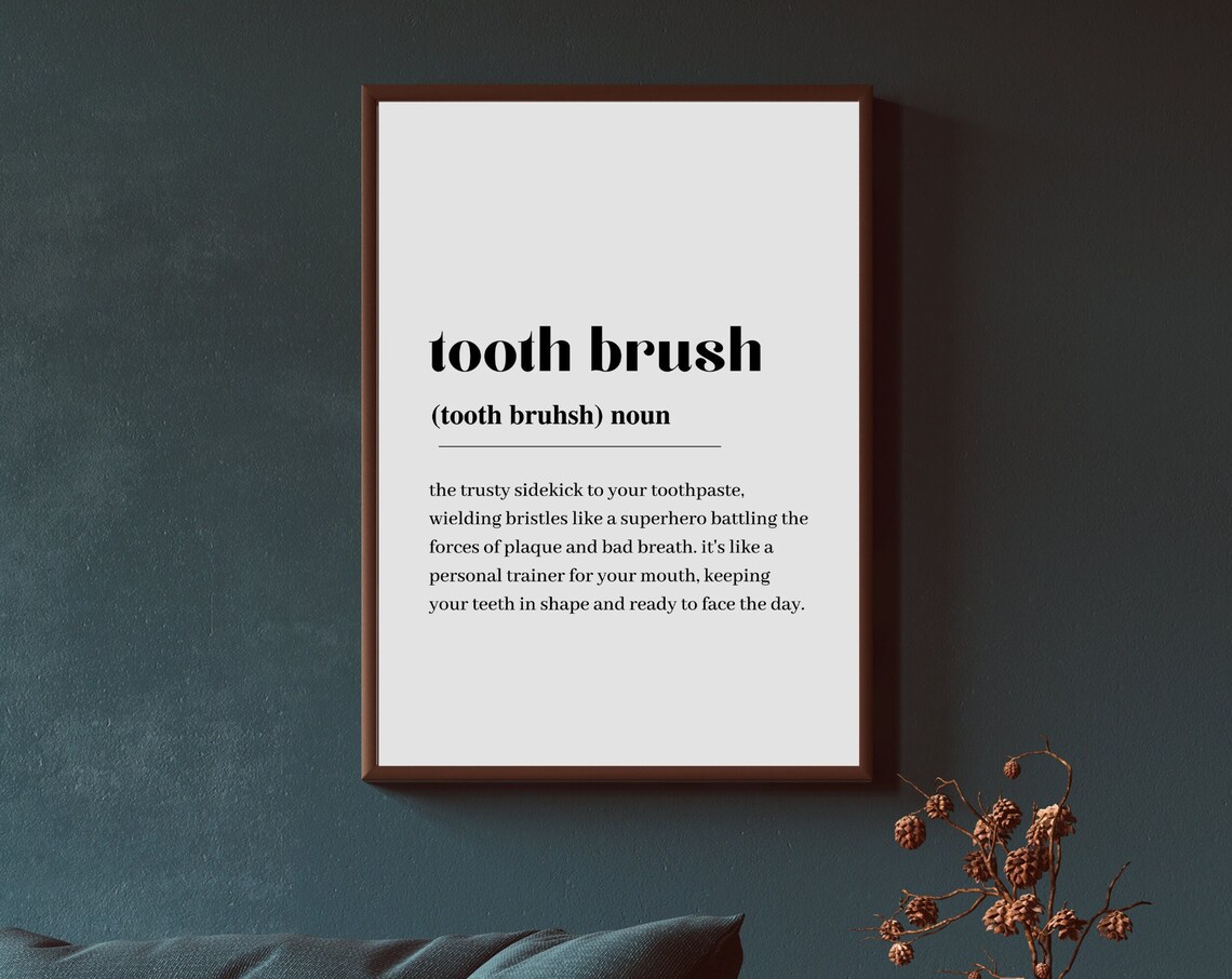 Dental Tooth Brush Definition, Minimalist Art Print