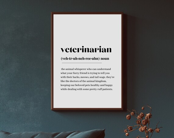 Veterinarian Funny Definition Dictionary Style Animal Doctor Art Poster