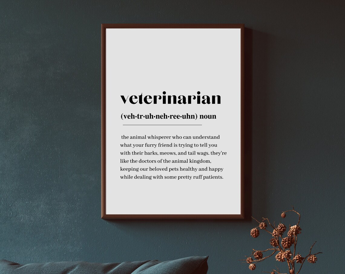 Veterinarian Funny Definition Dictionary Style Animal Doctor Art Poster