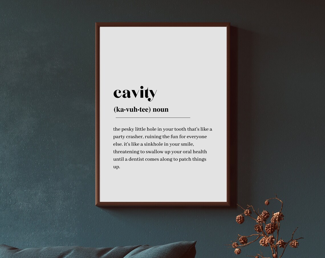 Dental Cavity Definition Print, Minimalist Typography