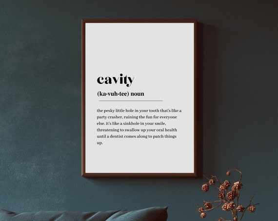 Dental Cavity Definition Print, Minimalist Typography