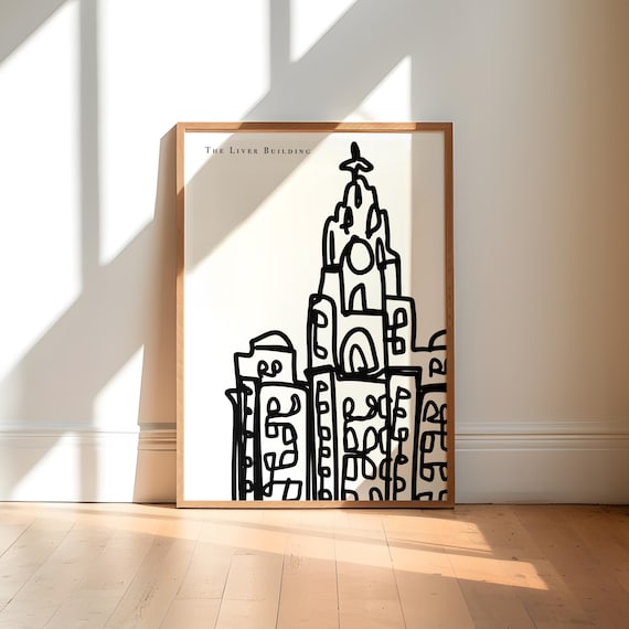 Liverpool Liver Building, Black And White Architecture Art Print