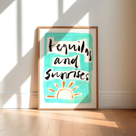 Tequila Sunrise Cocktail Art Print Summer Kitchen Bar Decor