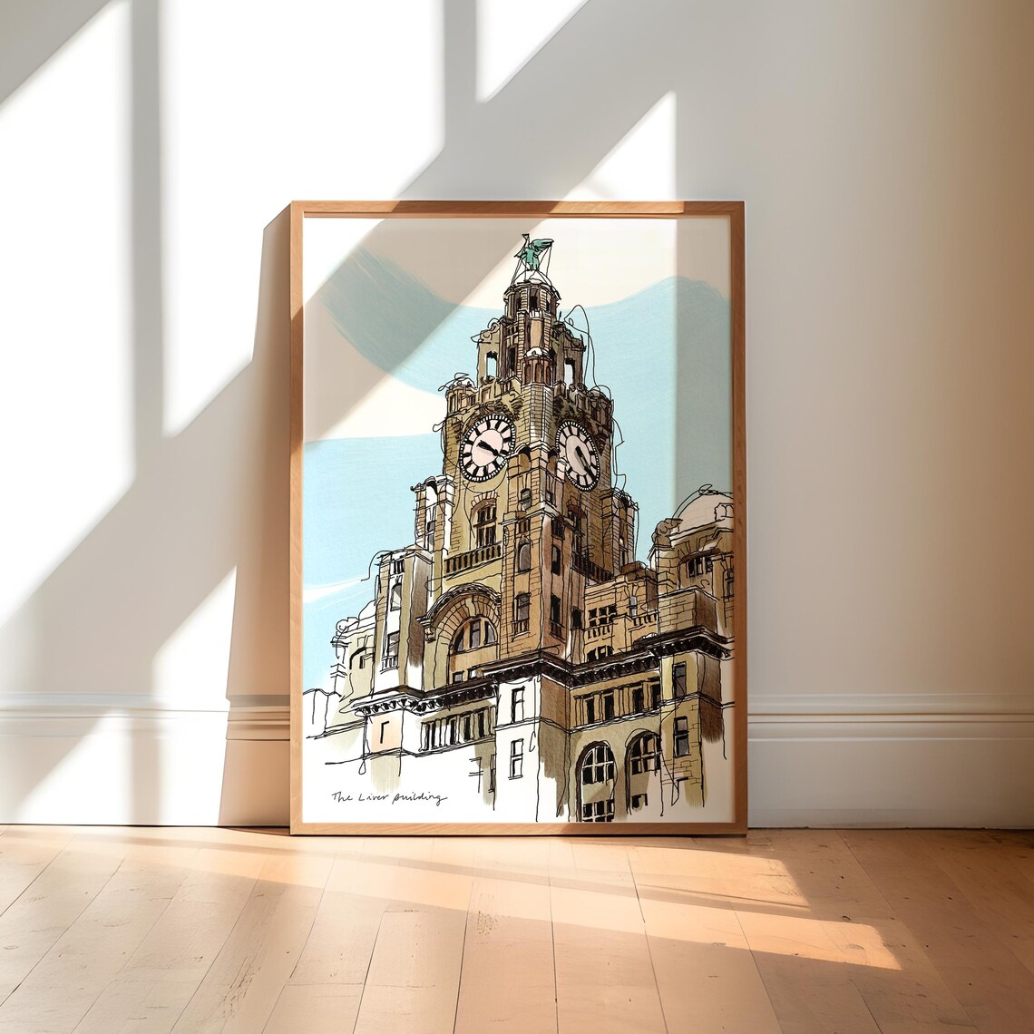 Liverpool Liver Building Travel Poster, Liverpool