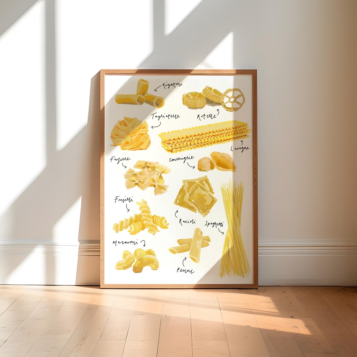 Pasta Kitchen Aesthetic Art Print, Hand Painted