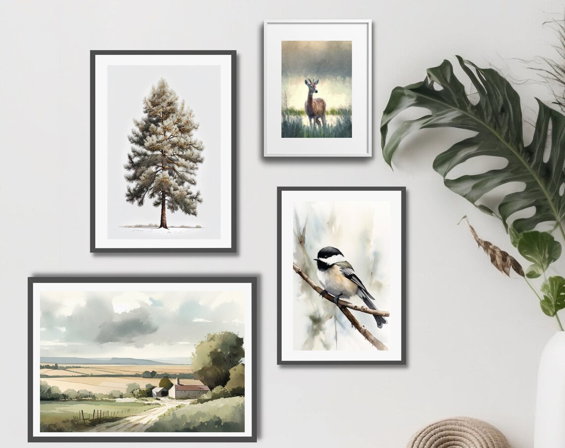 Misty Morning Deer Young Buck In Meadow Watercolor Wildlife Poster - Image 4