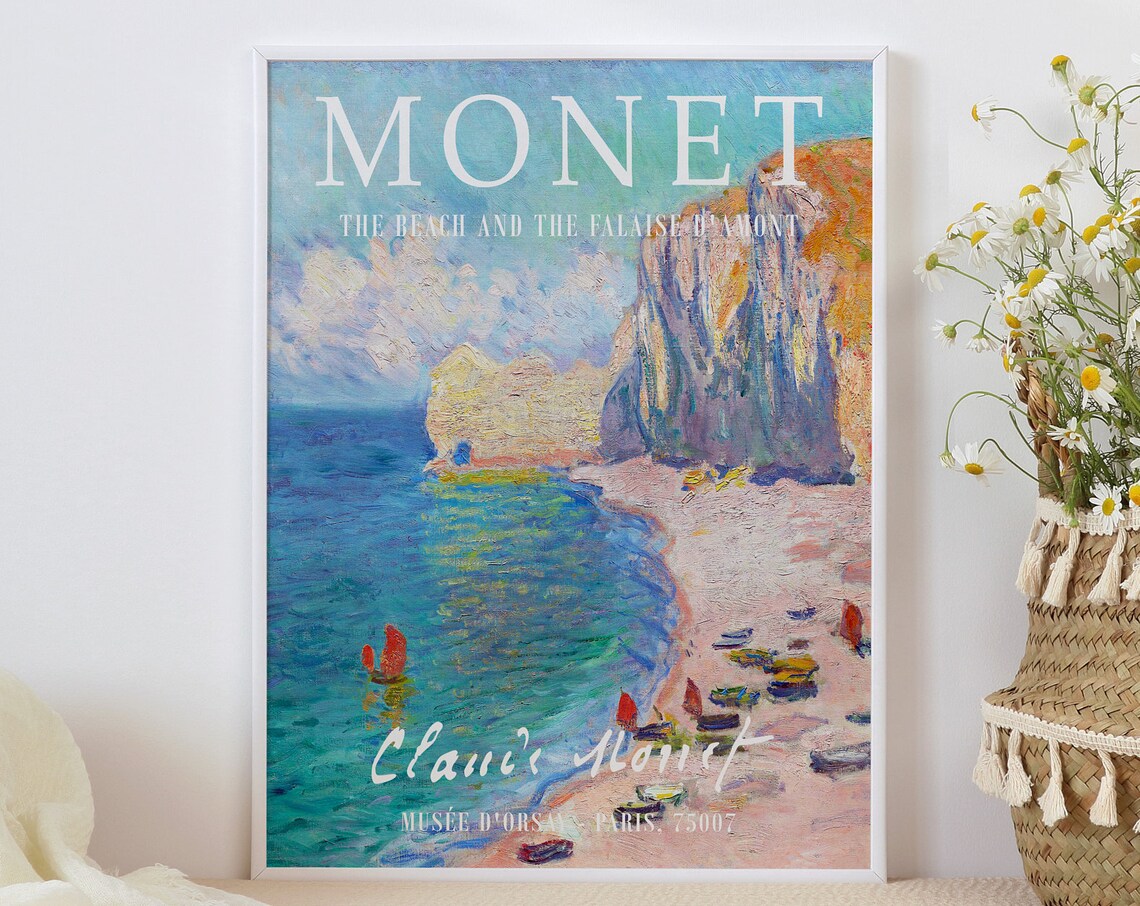 Monet Exhibition Poster, Beach and Falaise Art Print - Image 3