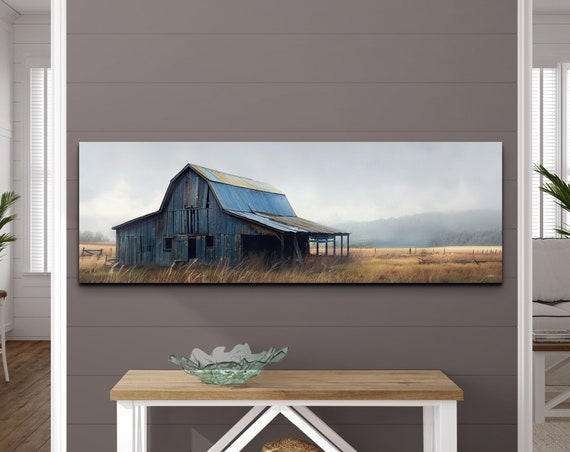 Antique Barn Wall Art Print Rustic Barn Art Farmhouse Panoramic Wall Art Rustic Wall Art Vintage Wall Art
