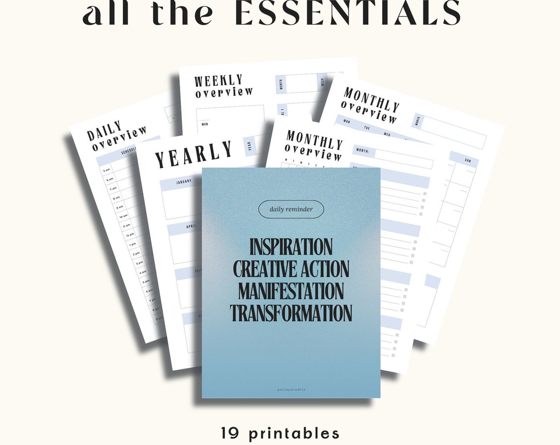 Planner Essentials Printable Set Daily Weekly Monthly Overview Print