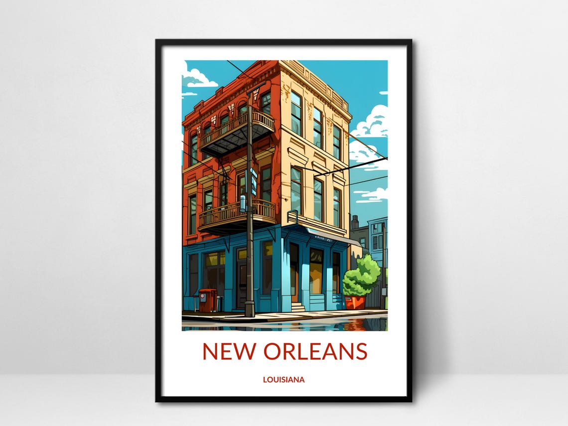 New Orleans Louisiana French Quarter Building Corner Scene Poster