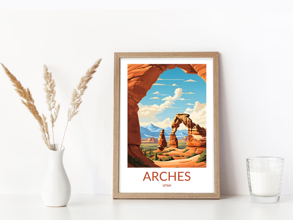 Arches Utah Natural Rock Arch Desert Mountain View Travel Poster - Image 3