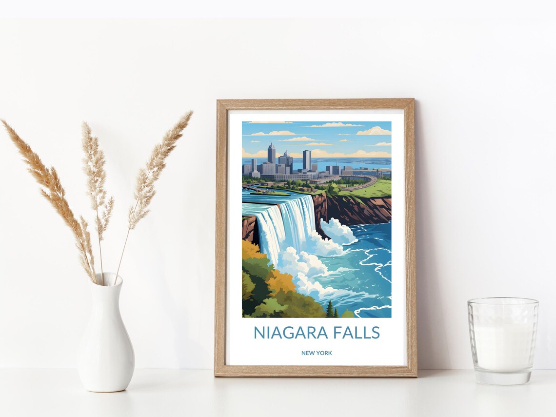 Niagara Falls New York Falls River Gorge Scenic Travel Poster - Image 3