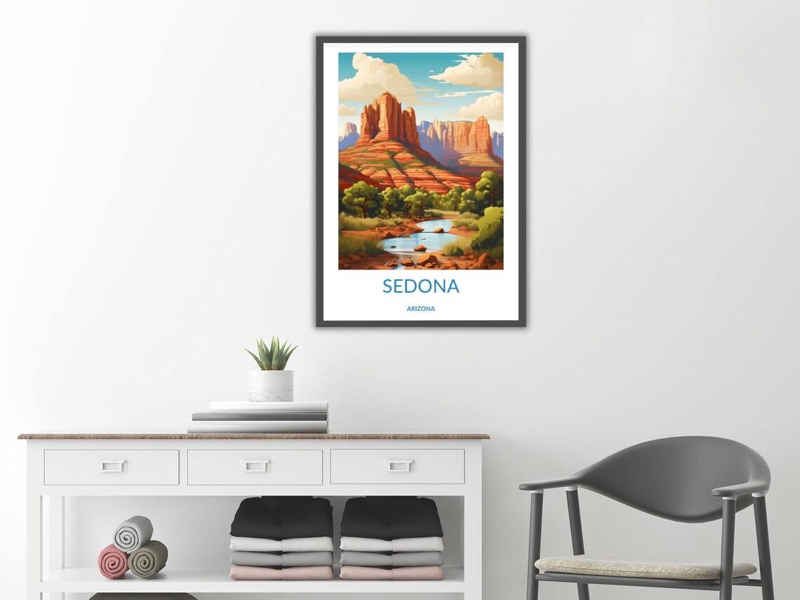 Sedona Arizona Red Rock Buttes and Creek Vintage Travel Poster - Image 2